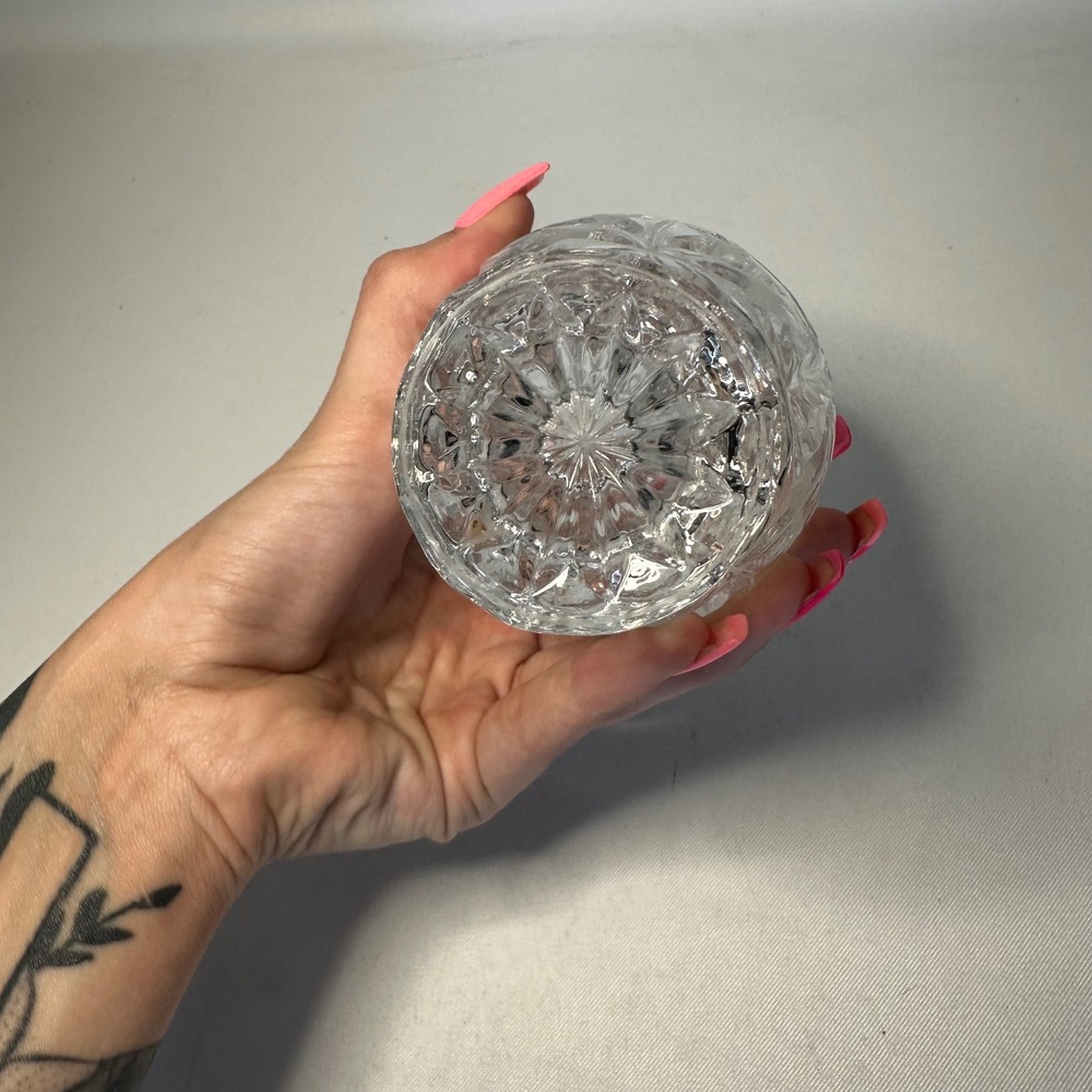 Vintage Cut Glass Crystal Sugar Bowl Candy Dish w/Lid Rose & Diamonds Footed - Picture 5 of 8
